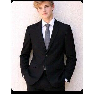 Chaps Boys 18 Black Blazer Suit Sports Jacket  Long Sleeves 2 Button